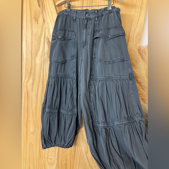 Free People Last Word Parachute Pants NWOT Washed Black Size Large - Picture 8 of 13